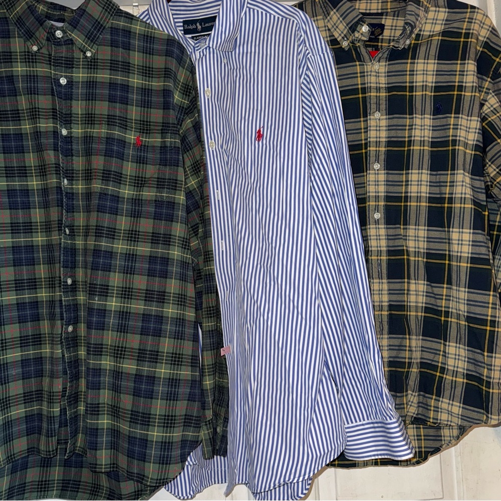 Ralph Lauren Blue Label Plaid and Striped Shirt Set - Picture 3 of 10